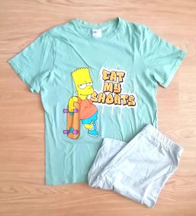 Chlapčenské letné pyžamo simpsons, veľ. 170, h&m,170