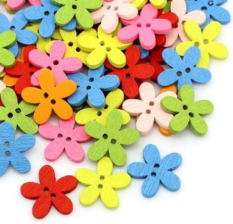 Gombík kvietok farebný 14x15 mm, 