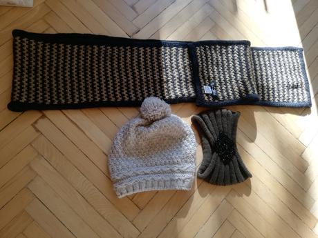 Zimná čiapka, čelenka, šál, s