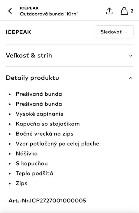 Icepeak bunda v.140 s visačkou, 140