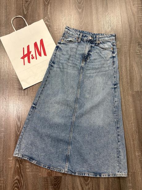 H&m štýlová riflová damska sukna xs-s, h&m,xs