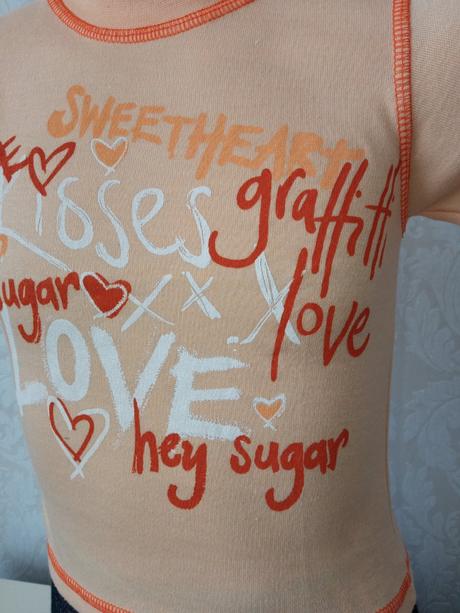 Dievčenské broskyňové tričko s nápismi (86), 86