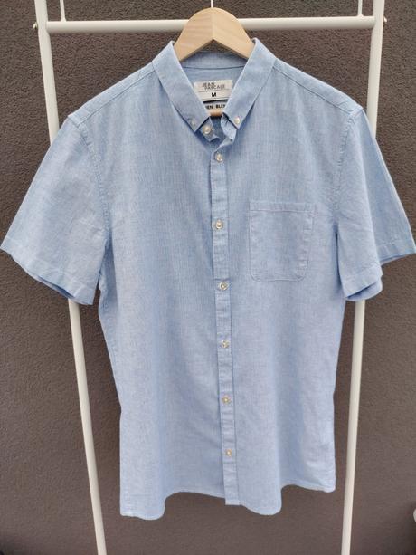 Pánska pásikavá modro biela košeľa s krátkym rukáv, takko,m