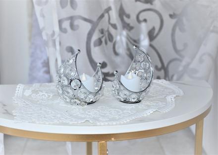 2 x strieborný svietnik-polmesiac, 