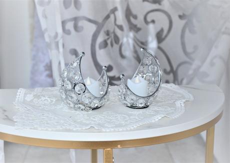 2 x strieborný svietnik-polmesiac, 