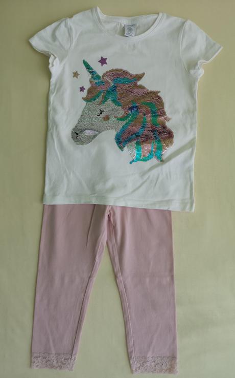 Set - tričko a 3/4-vé legíny s čipkou, lindex,122