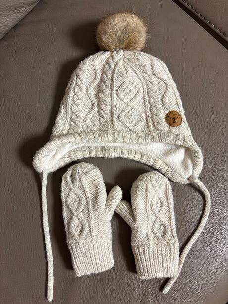 Zimna ciapka s rukavicami, h&m,74