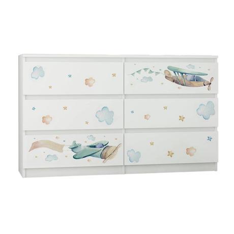 Babyboo detská izba lulu dvojposteľ biela lietadlá, 