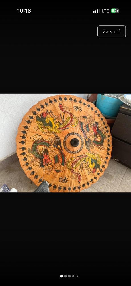 Starozitny slnecnik drak draky vintage japonsky,