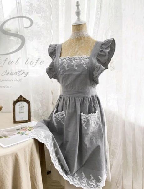 Vintage vyšívané zástery s kvetinovou textúrou, 