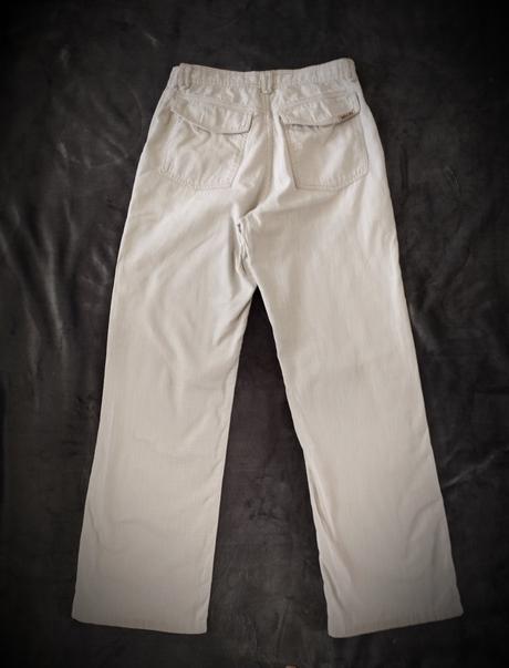 Pánske krémové ľanové nohavice bellys jeans, s