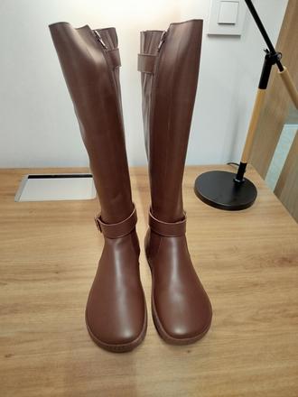 Shapen barefoot vysoké čižmy glam brown leather, 39