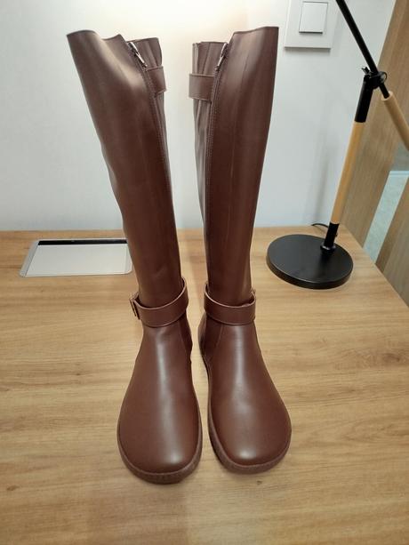 Shapen barefoot vysoké čižmy glam brown leather, 39