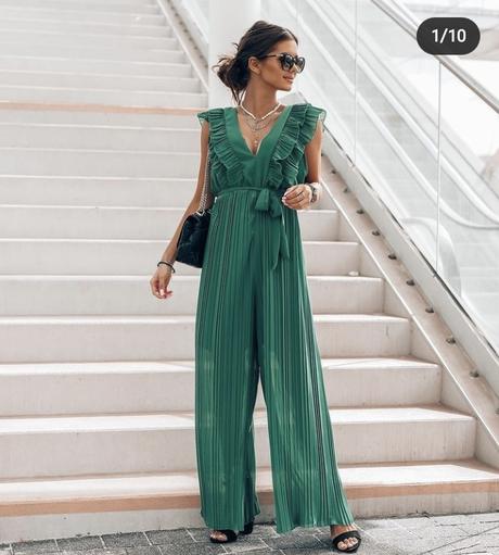 Plisovaný overal s volánmi, s