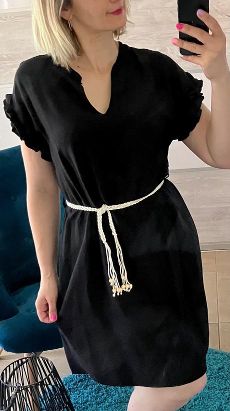 Dámske čierne šaty na bežný deň, l / m / s