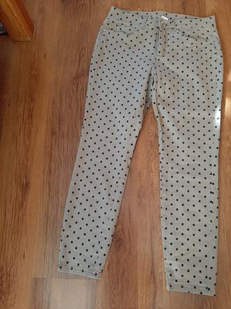Bavlnené, bodkované, strečové nohavice, bonprix,40