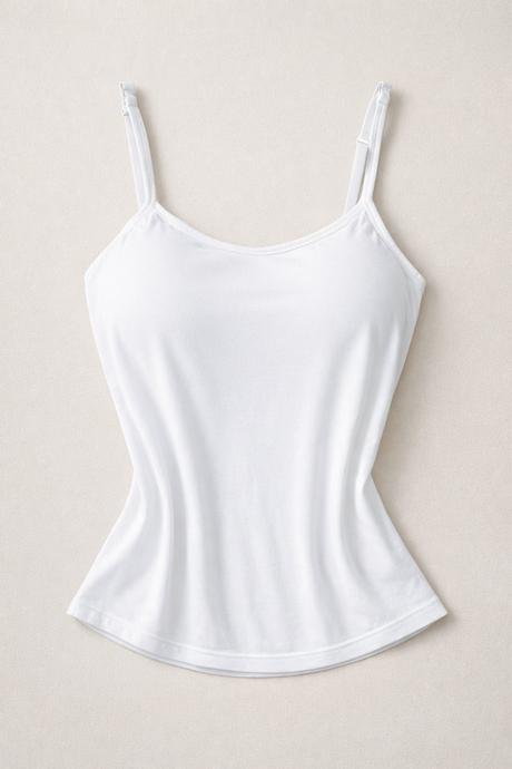 Dámske biele tielko na ramienka s podprsenkou, s