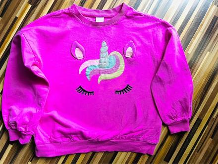122 lindex krásna sýtoružová mikinka s jednorožcom, lindex,122