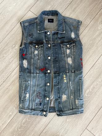 Dlhá riflová vesta pepe jeans, pepe jeans,s