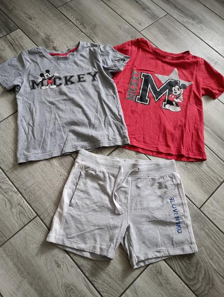 2x tričká mickey mouse+ kratasky 122/128, 122