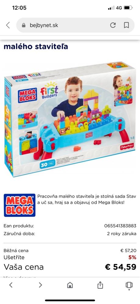 Megablocks detska stavebnica mega blocks stol, 