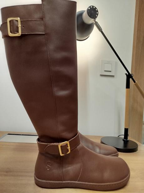 Shapen barefoot vysoké čižmy glam brown leather, 39