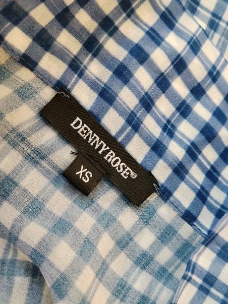 Denny rose luxusná károvaná blúzka s volánmi, xs