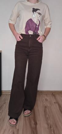 Široké wide leg hnedé, c&a,xs