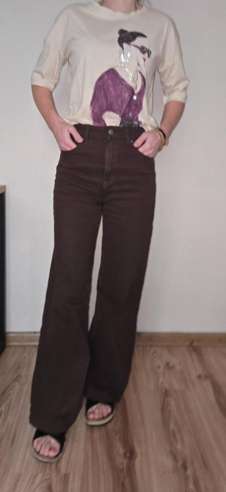 Široké wide leg hnedé, c&a,xs