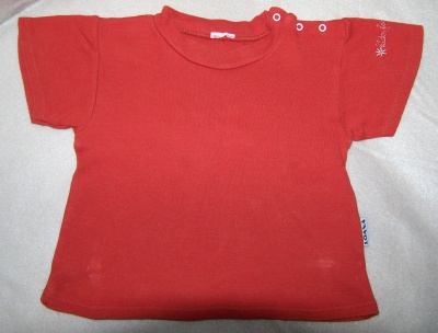 Tehlové tričko s nápisom na rukáve, 80