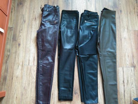 Nohavice vegánska koža, s