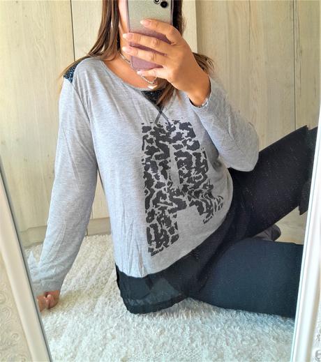 Tričko s flitrovou aplikáciou-m/l, m