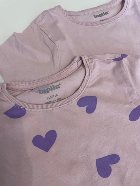 2 x fialkové legínky + 2 trička, lupilu,116