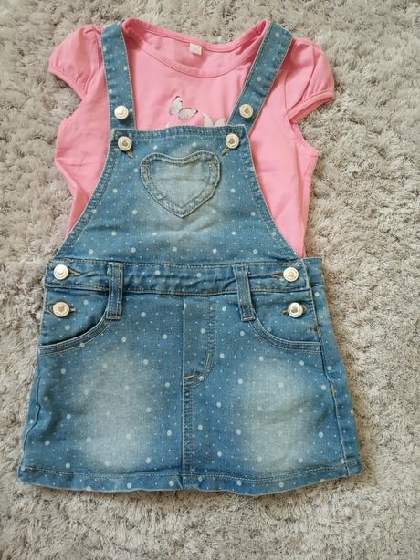 Riflové šaty + tričko veľ. 92, 92