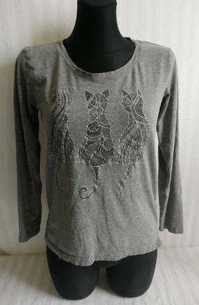 Dámsky tmavo sivý top s motívom, jean pascale, s