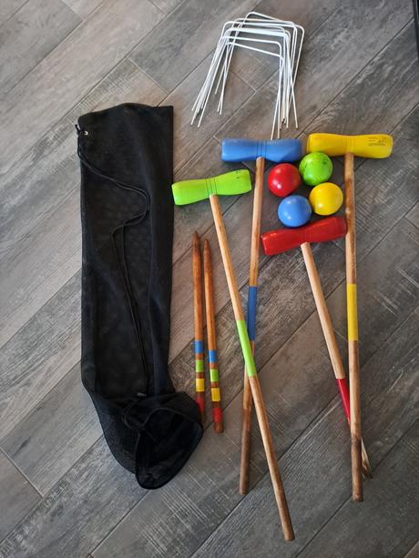 Drevený krokety s príslušenstvom, hra,