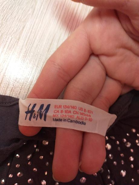 Čierne tričko s 3/4 rukávmi h&m, h&m,134