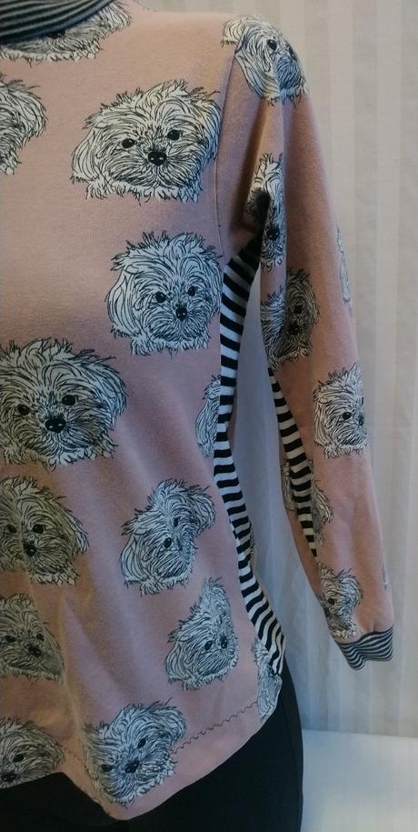 Ružový elastický top s motívmi psík, 146