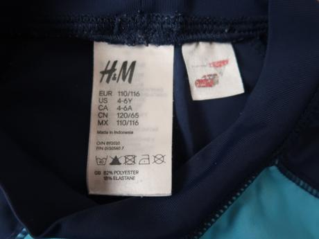Plavkové kúpacie tričko do vody s uv - h&m 110/116, h&m,110