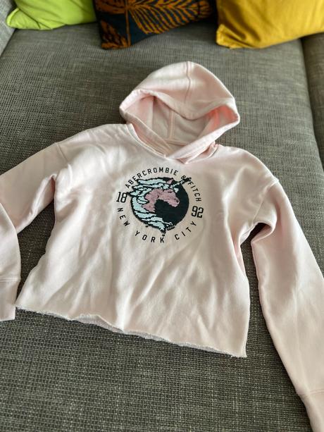 Crop topová jemnulinká mikina abercrombie,9-10 r., abercrombie&fitch,140