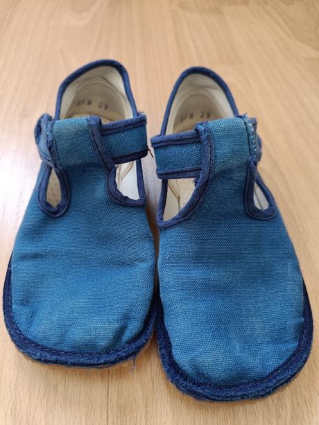 Barefoot detské papuče beda - širší typ grey denim, beda,30