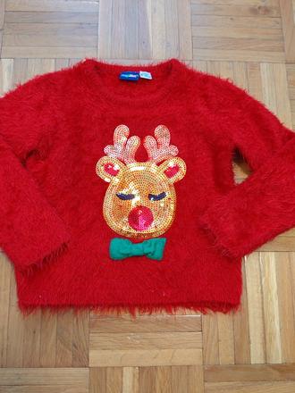 Krásny dievčenský huňatý červený svetrík 4-6 r., lupilu,116