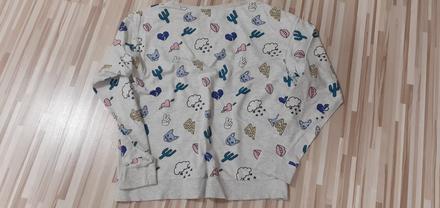 Sivá mikina so vzorom, h&m,m