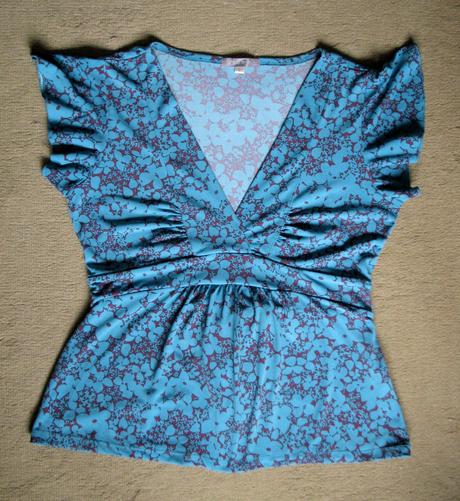 Fialovo-tyrkysové kvietkované tričko, l