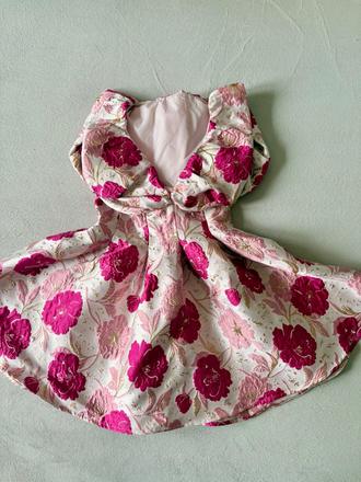 Asos luxe floral jacquard bubble plunge dress in p, xs