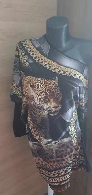 Čierne dlhé tričko - mini šaty, 38