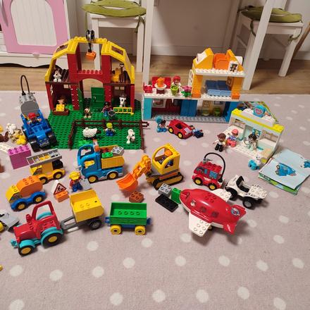 Lego duplo farma, veterinár, dom, stavebné stroje, 