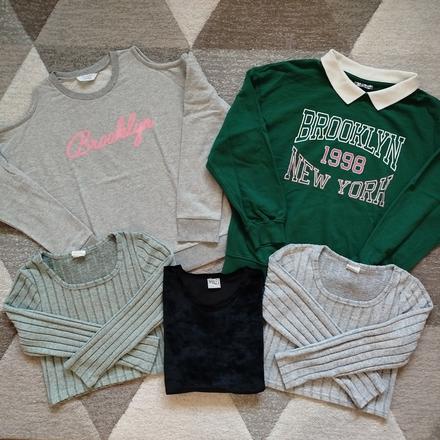 Tenké mikiny a svetríky 5ks, 140–152