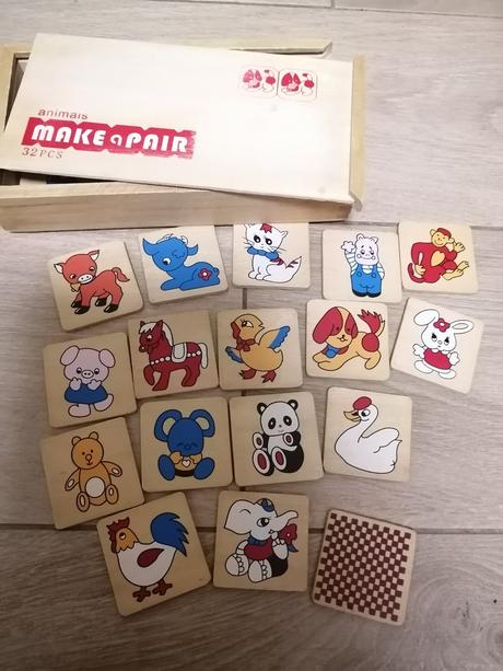 Drevené pexeso zvieratá mix v drevenej krabičke, 