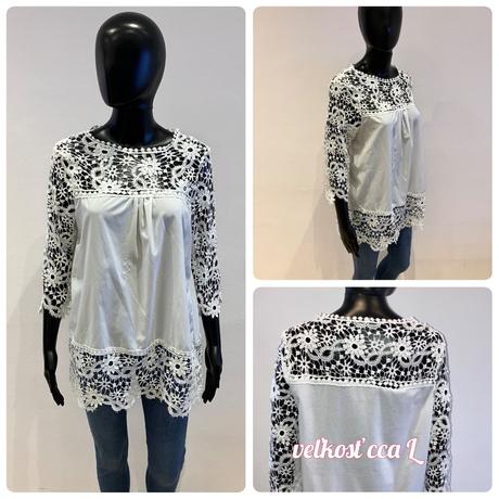 Dámska biela blúzka s čipkou, l